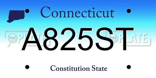 A825ST Connecticut License Plate