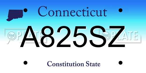 A825SZ Connecticut License Plate