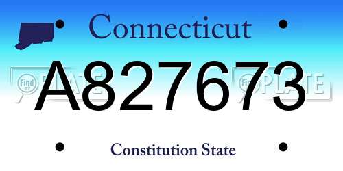 A827673 Connecticut License Plate