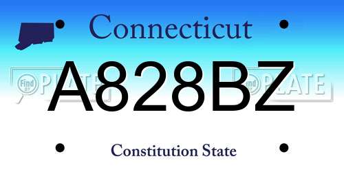 A828BZ Connecticut License Plate