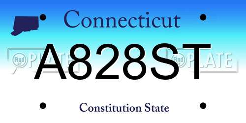 A828ST Connecticut License Plate