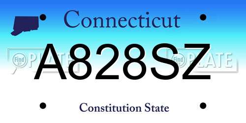 A828SZ Connecticut License Plate