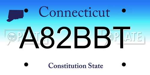A82BBT Connecticut License Plate