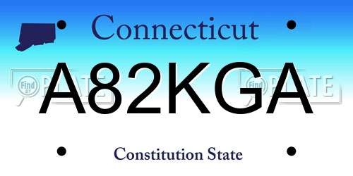 A82KGA Connecticut License Plate