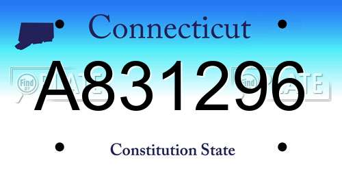 A831296 Connecticut License Plate