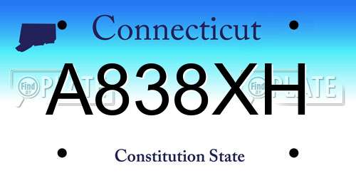 A838XH Connecticut License Plate