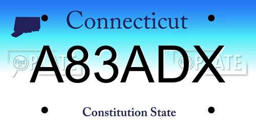 A83ADX Connecticut License Plate