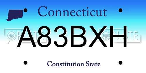 A83BXH Connecticut License Plate