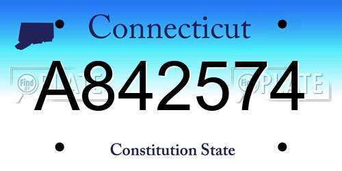 A842574 Connecticut License Plate