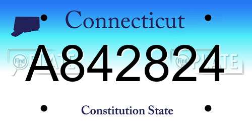 A842824 Connecticut License Plate