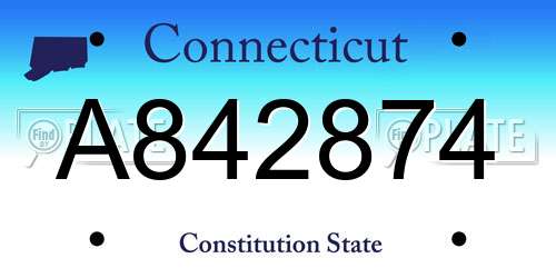 A842874 Connecticut License Plate