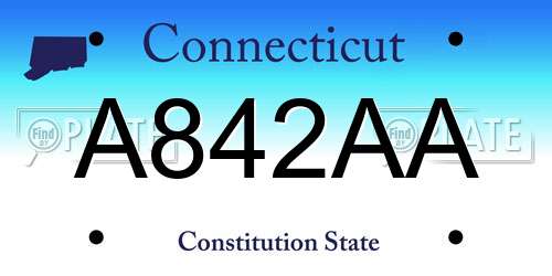 A842AA Connecticut License Plate