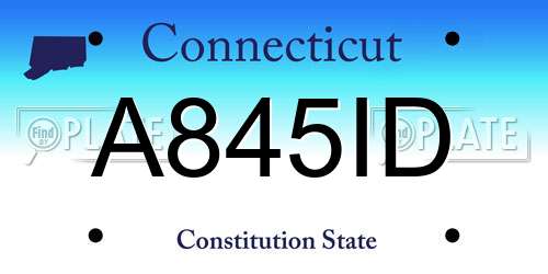 A845ID Connecticut License Plate