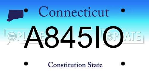 A845IO Connecticut License Plate
