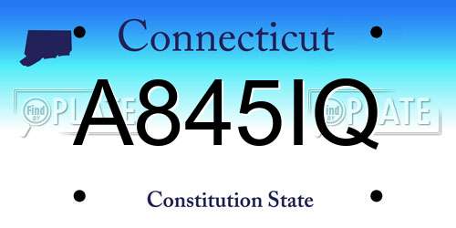 A845IQ Connecticut License Plate