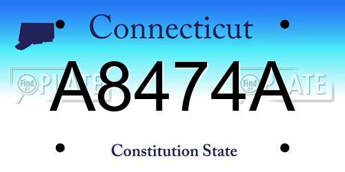 A8474A Connecticut License Plate