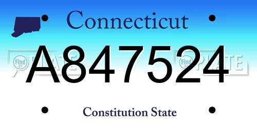 A847524 Connecticut License Plate