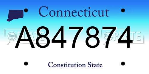 A847874 Connecticut License Plate