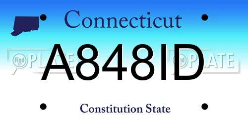 A848ID Connecticut License Plate