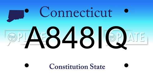 A848IQ Connecticut License Plate