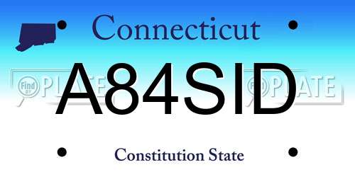 A84SID Connecticut License Plate