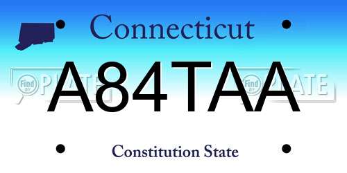 A84TAA Connecticut License Plate