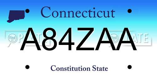 A84ZAA Connecticut License Plate