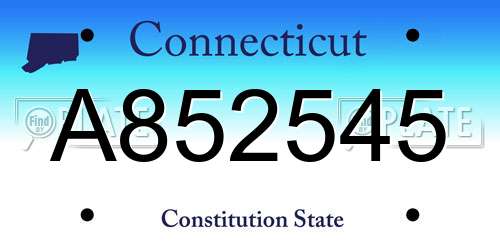A852545 Connecticut License Plate