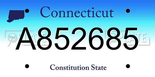A852685 Connecticut License Plate