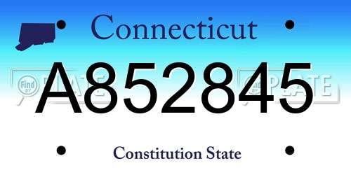 A852845 Connecticut License Plate