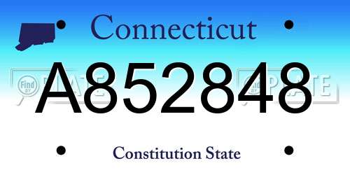 A852848 Connecticut License Plate