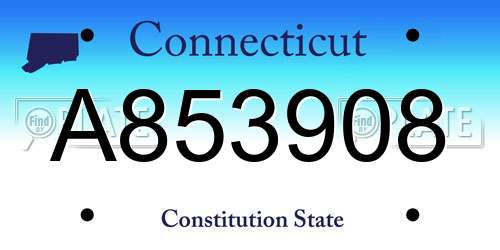 A853908 Connecticut License Plate
