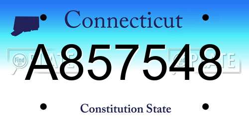 A857548 Connecticut License Plate