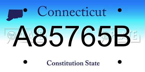 A85765B Connecticut License Plate