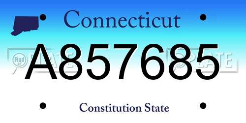 A857685 Connecticut License Plate