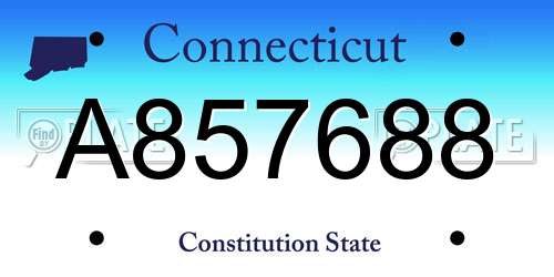 A857688 Connecticut License Plate