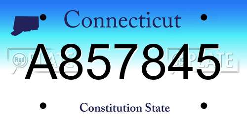 A857845 Connecticut License Plate