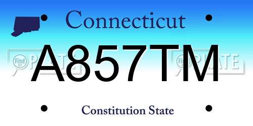 A857TM Connecticut License Plate