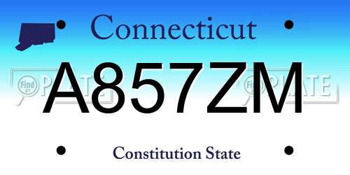 A857ZM Connecticut License Plate