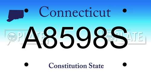 A8598S Connecticut License Plate