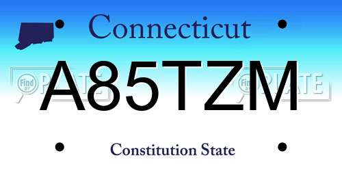 A85TZM Connecticut License Plate