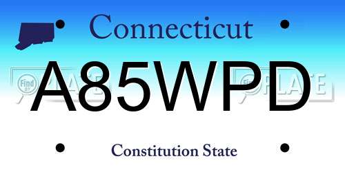 A85WPD Connecticut License Plate