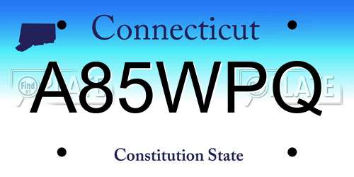 A85WPQ Connecticut License Plate