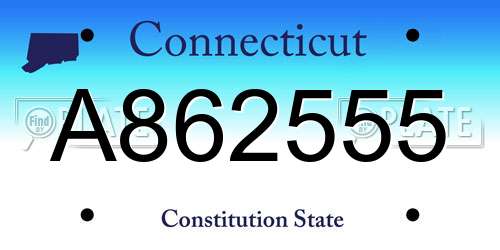 A862555 Connecticut License Plate