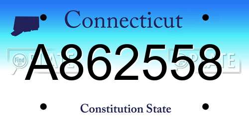 A862558 Connecticut License Plate