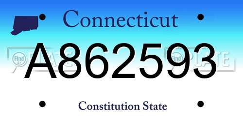 A862593 Connecticut License Plate