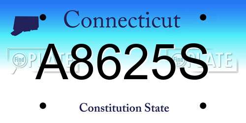 A8625S Connecticut License Plate
