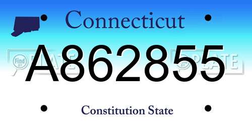 A862855 Connecticut License Plate