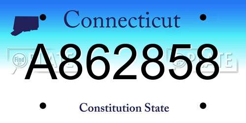 A862858 Connecticut License Plate