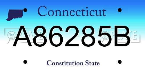 A86285B Connecticut License Plate